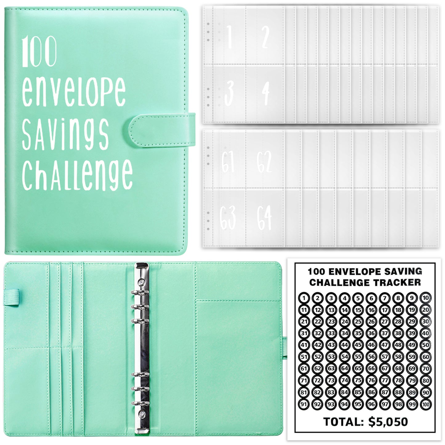 100 Day Challenge Loose leaf Notebook Couple's Savings Notebook Money Saving Envelope Budget Savings Notebook Notepad